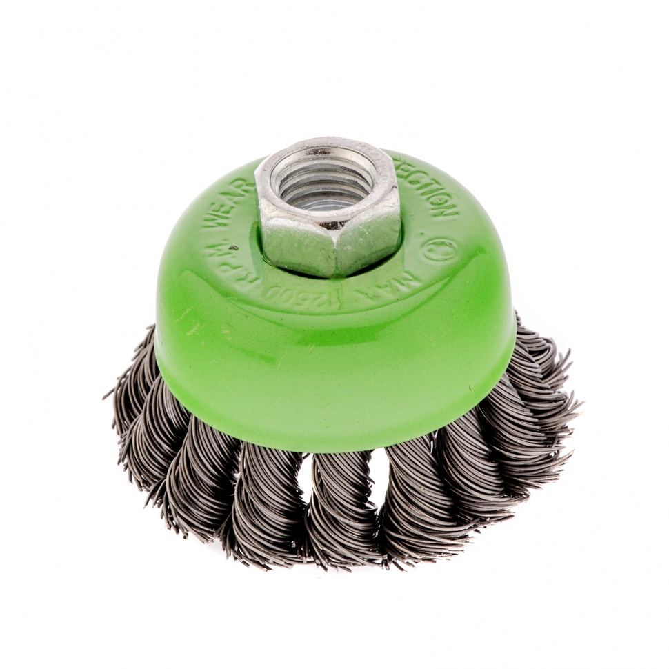 Щетка для УШМ, 65 мм, М14, Чашка, крученая проволока 0,5 мм