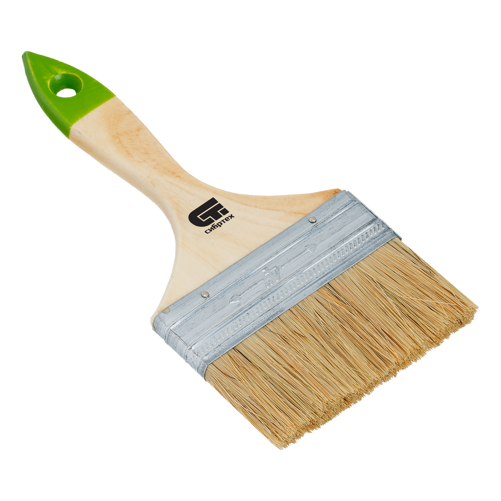Кисть плоская 100 мм, натуральная щетина, деревянная ручка