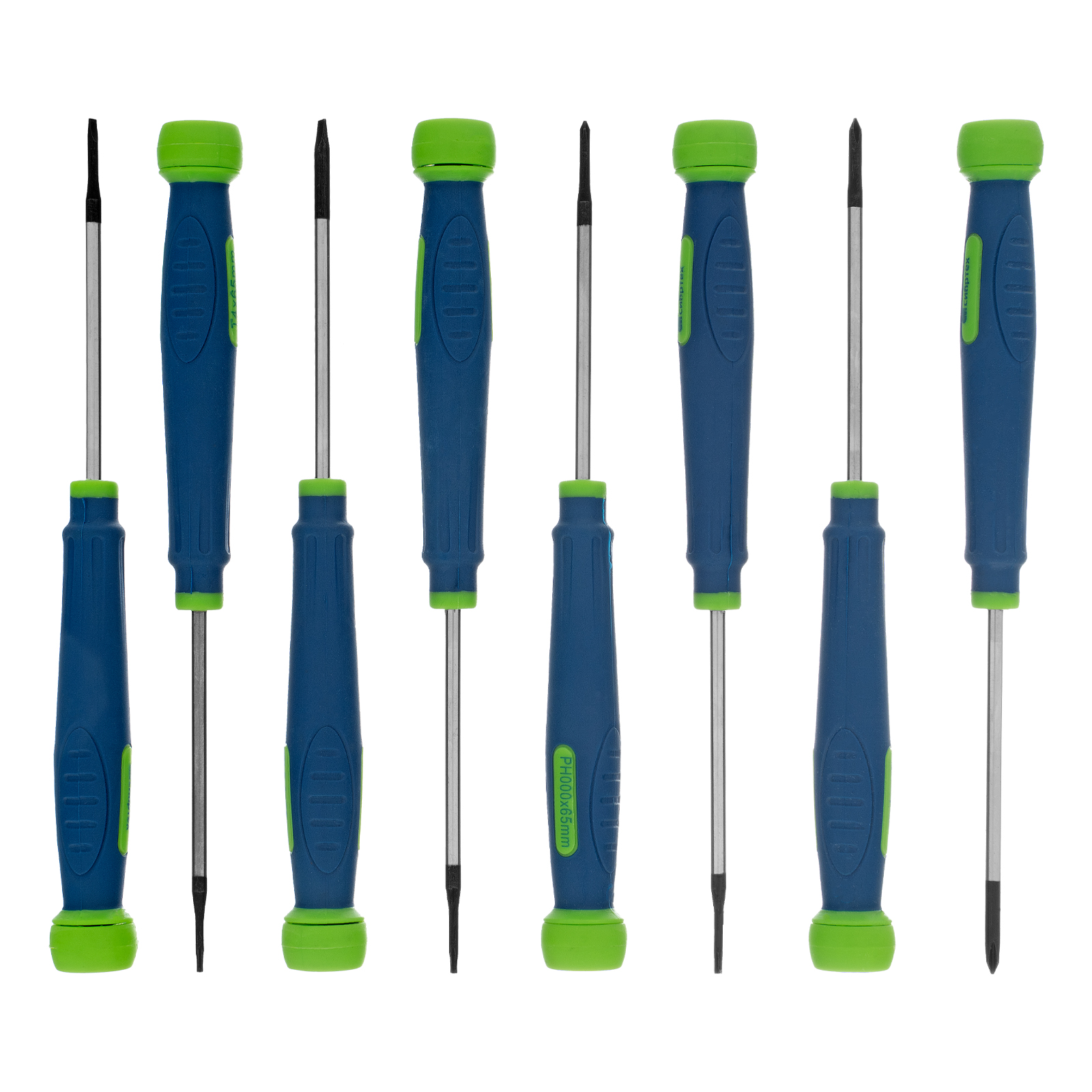 Набор отверток для точных работ, 8 шт., PH + SL + Torx, Crv, 2к рукоятка