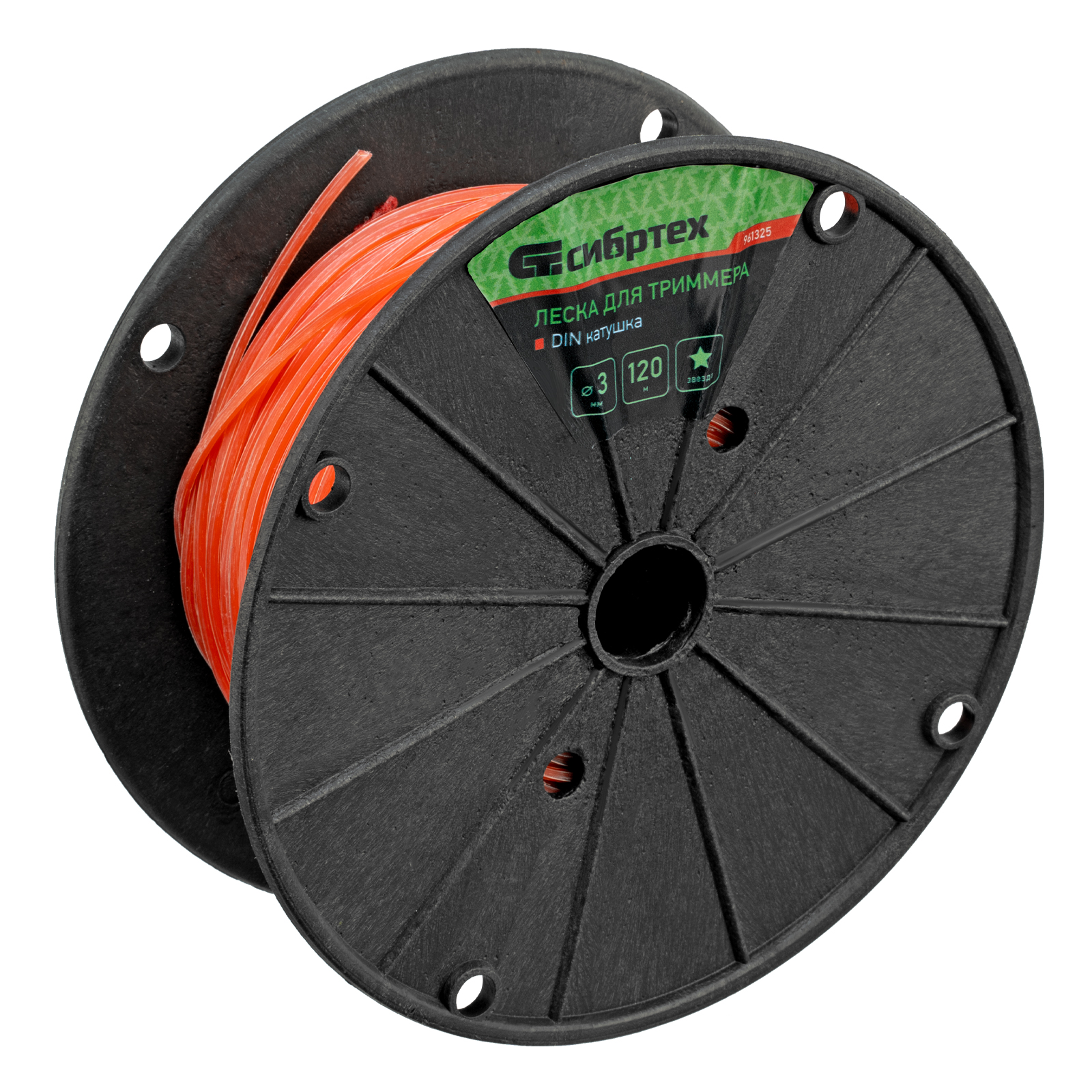 Леска для триммера звезда, на DIN катушке, 3,0 мм х 120 м, Россия