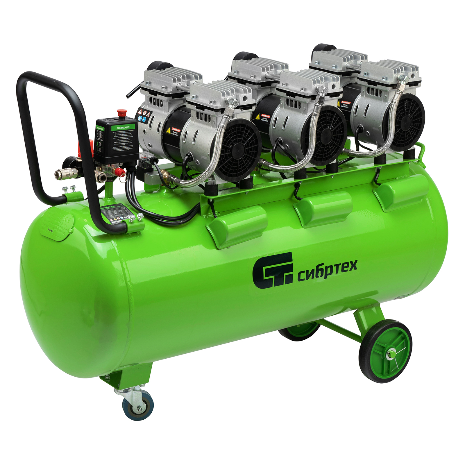 Компрессор безмаслянный малошумный МБ 2250/100, 2250 Вт, 100л, 400 л/мин