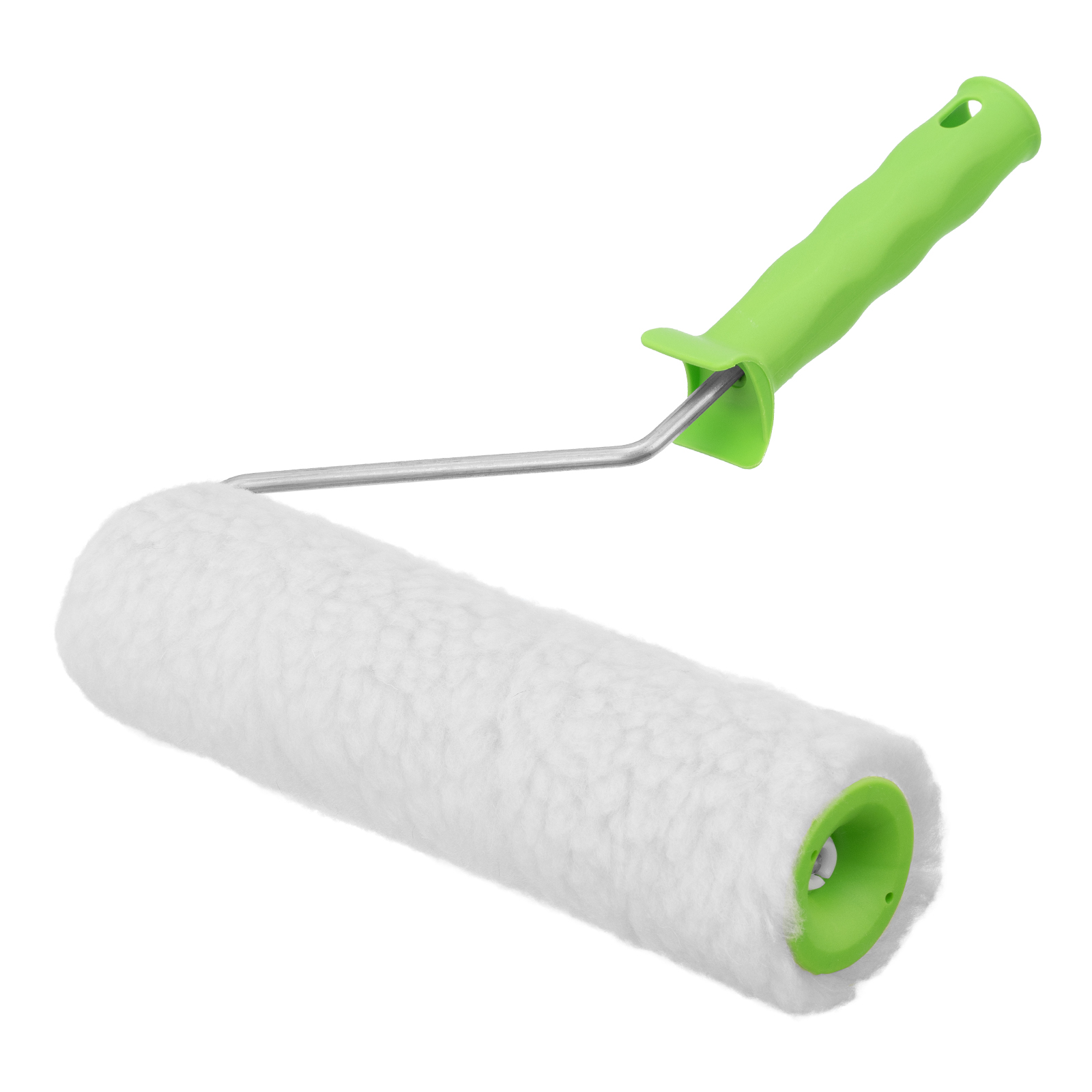 Валик с натуральным мехом, с ручкой, 250 мм, ворс 12 мм, D 48 мм, D ручки - 6 мм, Россия