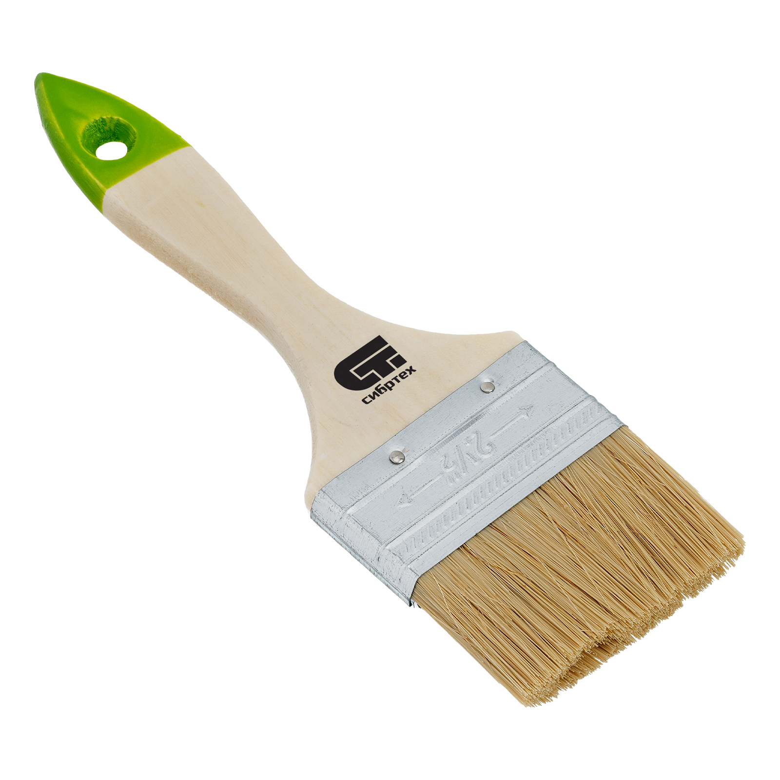 Кисть плоская 63 мм, натуральная щетина, деревянная ручка
