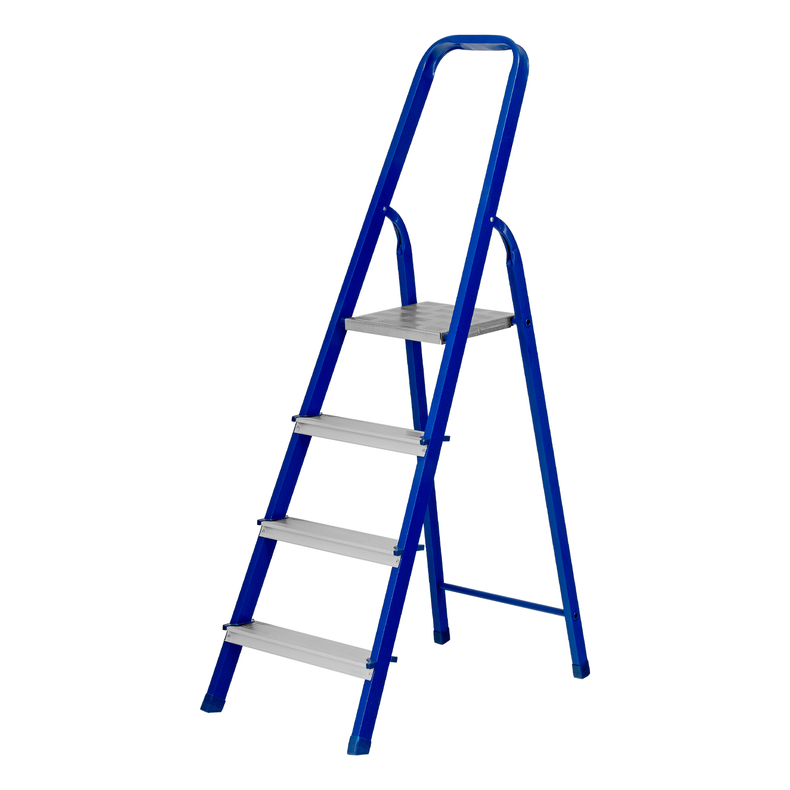 Стремянка, 4 ступени, стальной профиль, алюминиевые ступени, Россия