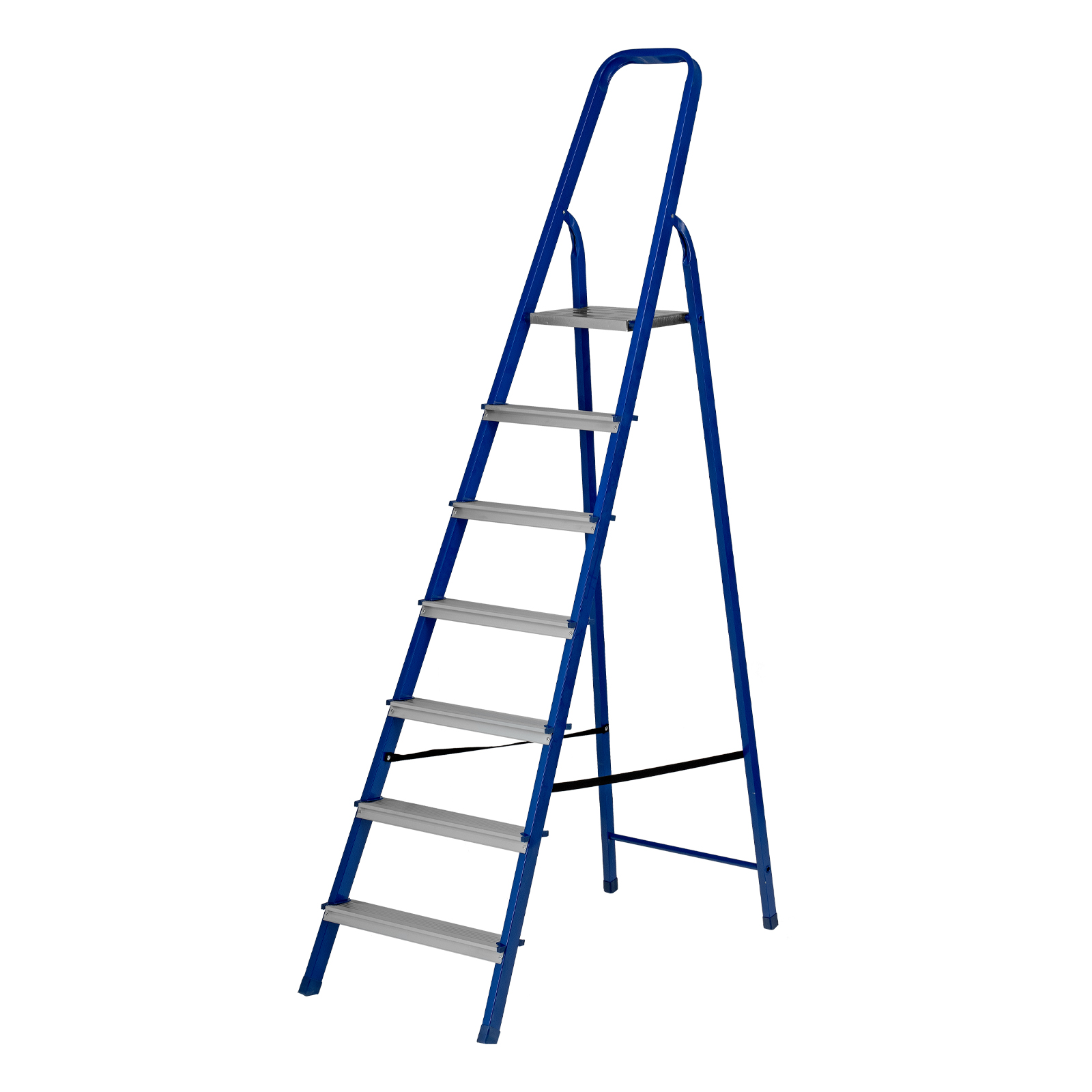 Стремянка, 7 ступеней, стальной профиль, алюминиевые ступени, Россия