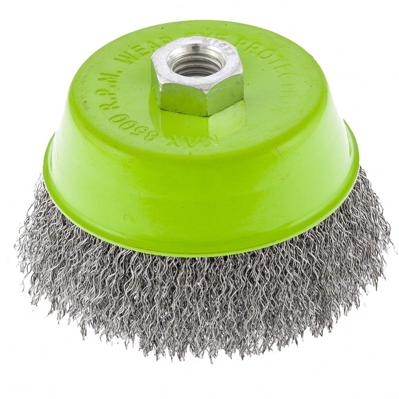 Щетка для УШМ, 100 мм, М14, чашка, витая проволока 0,3 мм