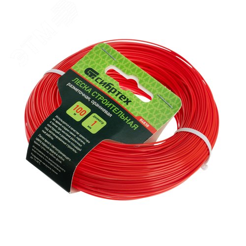 Изображение товара Леска строительная, 100 м, D 1 мм, цвет оранжевый (шт)