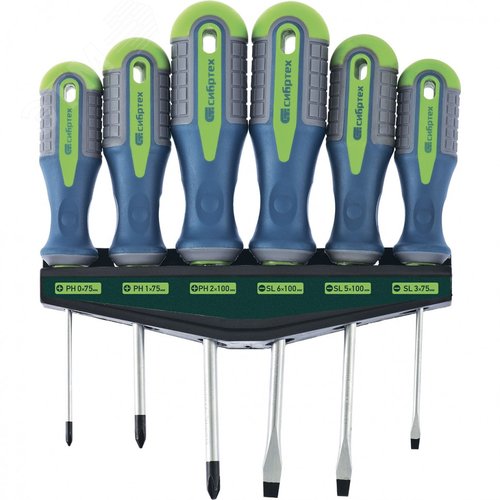 Изображение товара Набор отверток на полке, 6 шт., PH + SL, CrV, 3к рукоятка (шт)