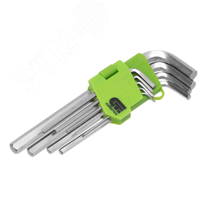 Набор ключей имбусовых HEX, 1,5–10 мм, 45x, закаленные, 9 шт., удлиненные , никель - фото 1