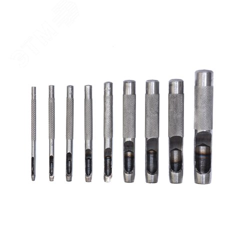 Набор пробойников для кожи 2, 3, 4, 5, 6, 8, 9, 10, 13 мм, 9 шт, чехол - фото 1