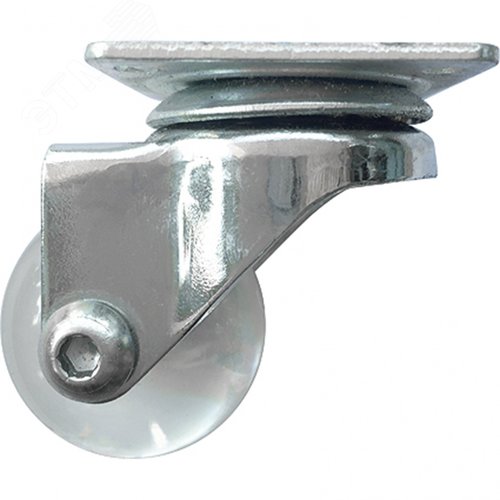 Изображение товара Колесо ПУ прозрачное поворотное d-35мм, крепление платформенное (шт)