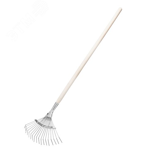 Изображение товара Грабли веерные стальные, 350х1450 мм, 18 круглых зубьев, деревянный черенок, Россия (шт)