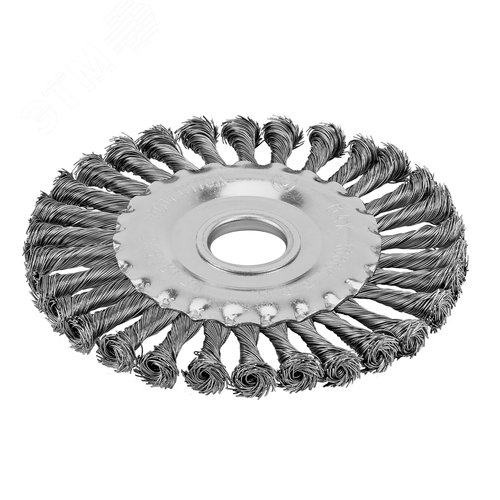 Щетка для УШМ, 125 мм, посадка 22,2 мм, Плоская, крученая проволока 0,5 мм - фото 1