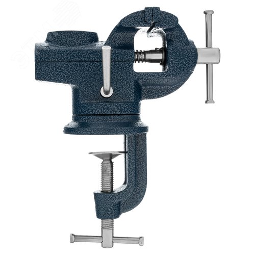 Изображение товара Тиски слесарные, настольные, поворотные, ширина рабочих губок 65мм, наковальня (шт)