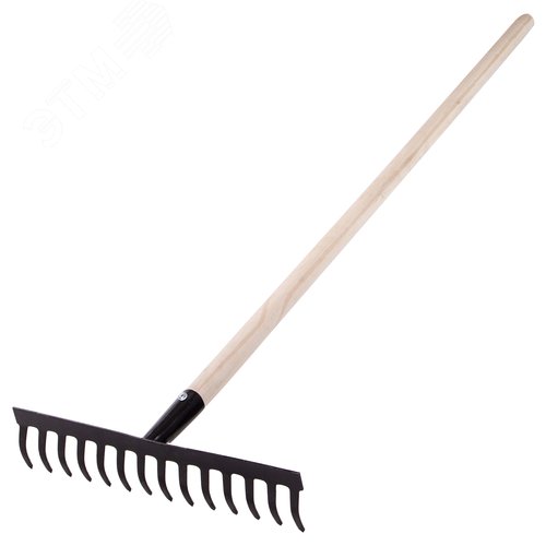 Изображение товара Грабли стальные, 1300 мм, 14 прямых зубьев, деревянный черенок (шт)