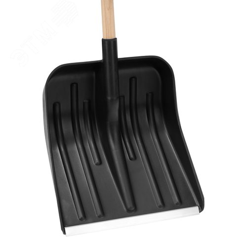 Лопата для уборки снега пластиковая, 360х405х1550 мм, деревянный черенок 1 сорт, Россия// Сибртех - фото 2