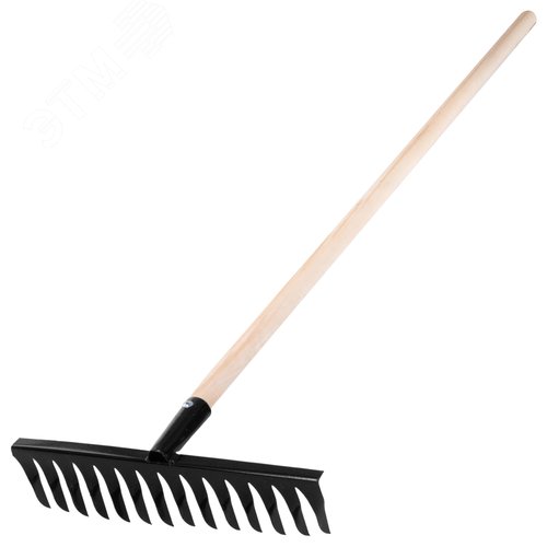 Изображение товара Грабли стальные, 1300 мм, 14 витых зубьев, деревянный черенок (шт)