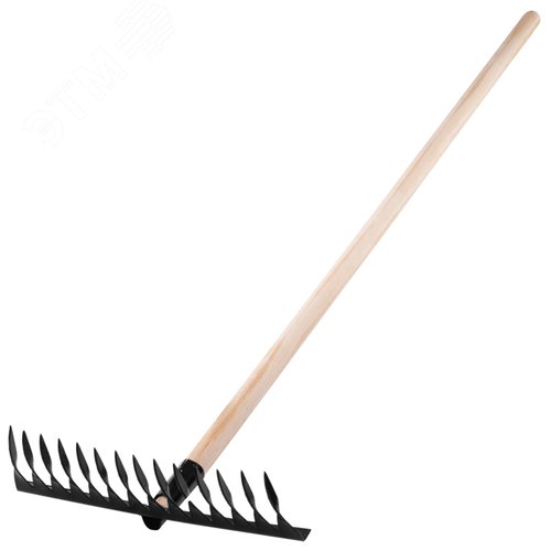 Грабли стальные, 1300 мм, 14 витых зубьев, деревянный черенок - фото 2