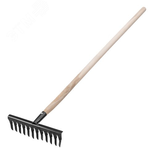 Изображение товара Грабли стальные, 1300 мм, 12 витых зубьев, деревянный черенок (шт)