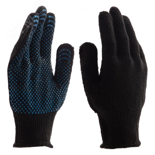 Изображение товара Перчатки трикотажные хлопкоэфирные плюшевые, ПВХ точка, 7 класс, (пар)
