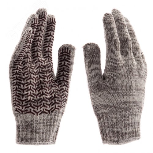 Изображение товара Перчатки трикотажные усиленные, гелевое ПВХ-покрытие, 7 класс, бело-серый меланж, (пар)