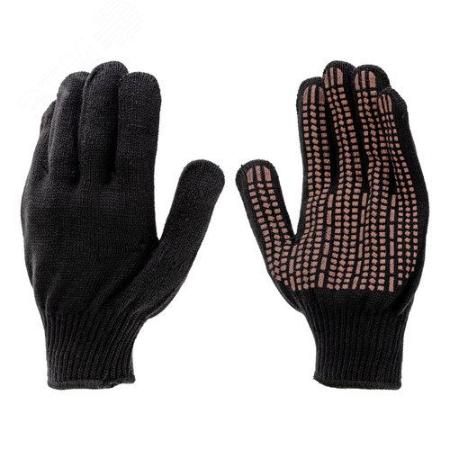 Изображение товара Перчатки трикотажные, акрил, ПВХ гель Протектор, чёрные, оверлок, (пар)