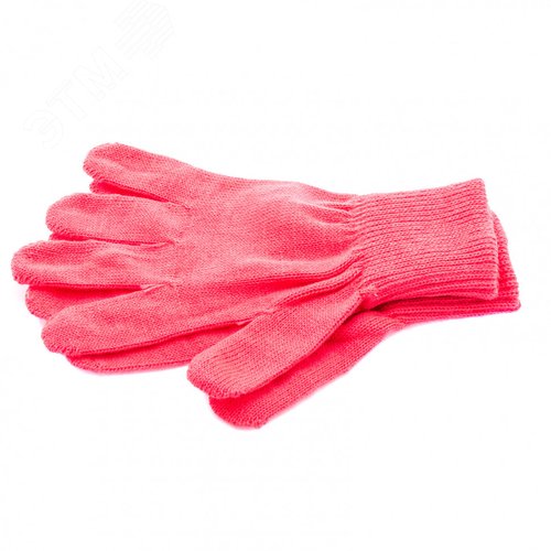 Изображение товара Перчатки трикотажные, акрил, цвет: коралл, двойная манжета, (пар)