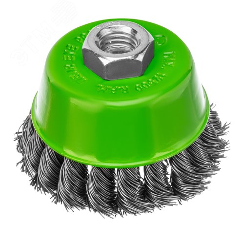 Щетка для УШМ, 75 мм, М14, Чашка, крученая проволока 0,5 мм - фото 1