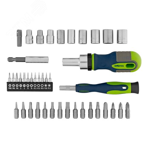 Отвертки реверсивные с набором бит и торцевых головок, 41 шт., CrV - фото 2