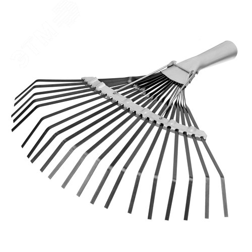 Изображение товара Грабли веерные стальные, 385 мм, 20 плоских зубьев, оксидированные, без черенка, Россия (шт)