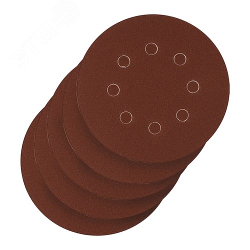 Изображение товара Круг абразивный на ворсовой подложке под 'липучку', перфорированный, P 150, 125 мм, 5 шт. (шт)