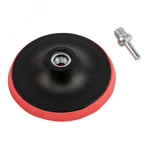 Изображение товара Насадка для дрели и УШМ с липучкой, 125 мм, с адаптером c М14 на d9 (шт)