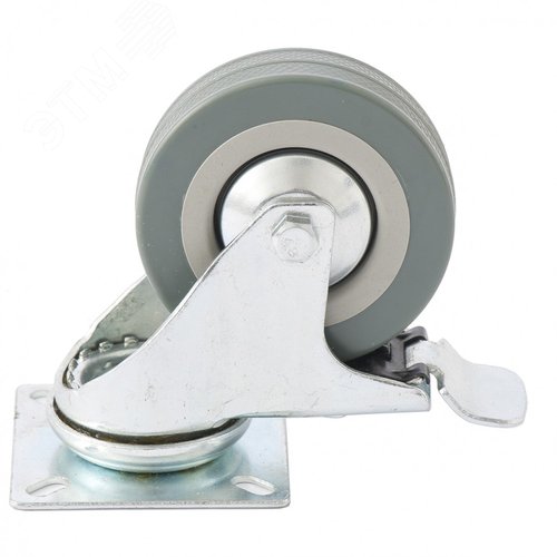 Изображение товара Колесо поворотное с тормозом, диаметр 50 мм, крепление платформенное (шт)