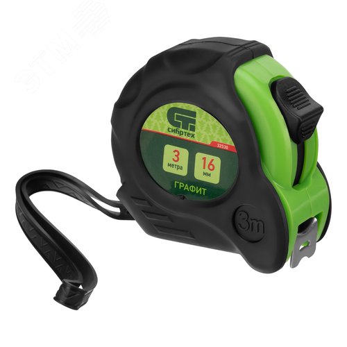 Изображение товара Рулетка Графит, обрезиненный корпус, амортизатор, 3 м х 16 мм (шт)