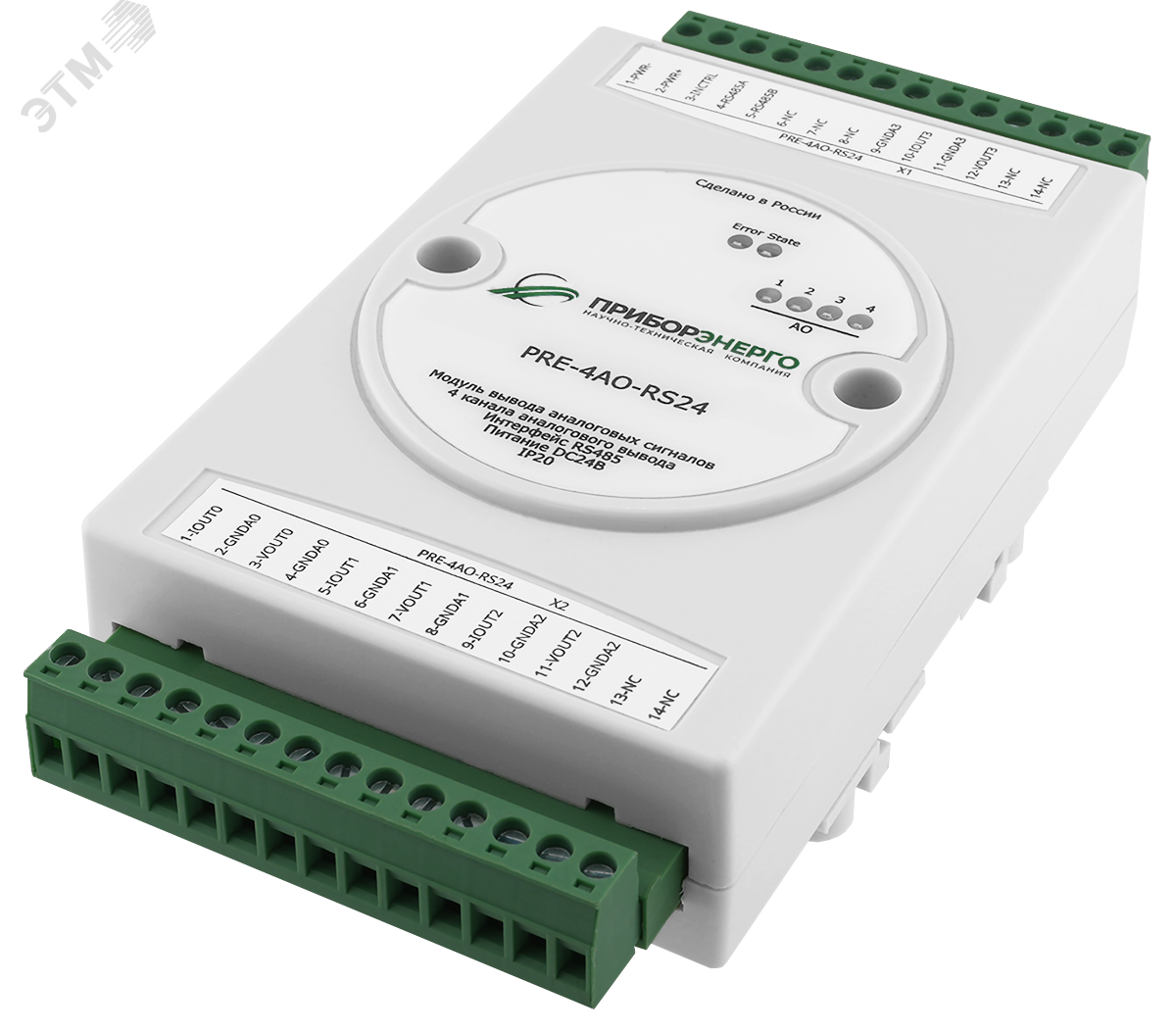 Изображение товара Модуль аналогового вывода PRE-4AO-RS24 для промышленных систем автоматизации