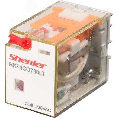 Изображение товара Реле RKF4CO730LT, 4CO, 6A(250VAC/30VDC), 230VAC, мех. индикация, тест-кнопка с блокировкой, LED (шт)