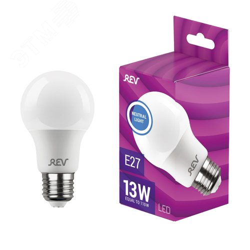 Лампа светодиодная, груша, A60, 13Вт, E27, 4000K, 1040Лм, 230В - фото 2