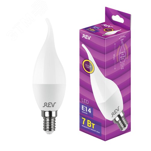 Лампа светодиодная, свеча на ветру, FC37, 7Вт, E14, 2700K, 560Лм, 230В - фото 2