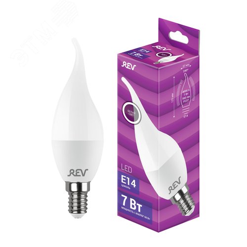 Лампа светодиодная, свеча на ветру, FC37, 7Вт, E14, 4000K, 560Лм, 230В - фото 2