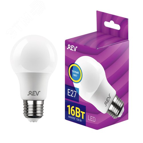 Лампа светодиодная, груша, A60, 16Вт, E27, 2700K, 1280Лм, 230В - фото 2