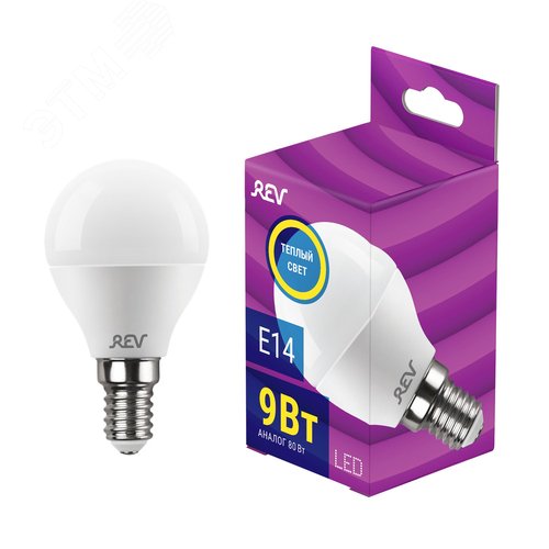 Лампа светодиодная шар G45 9Вт E14 2700K 720Лм 230В 32406 5 REV - фото 2