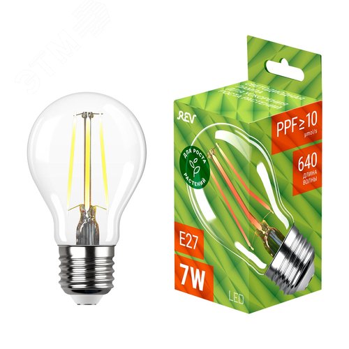 Лампа для роста растений, светодиодная, груша, А60, 7Вт, E27, 10?mol/s, 32416 4, REV - фото 2