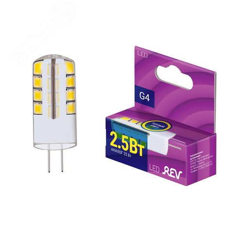 Лампа светодиодная капсула JC 2.5Вт G4 3000K 200Лм 230В 32437 9 REV - фото 2