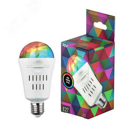 Лампа светодиодная проекционная DISCO RGB со сменными тематическими картинками 4Вт E27 32453 9 REV - фото 2