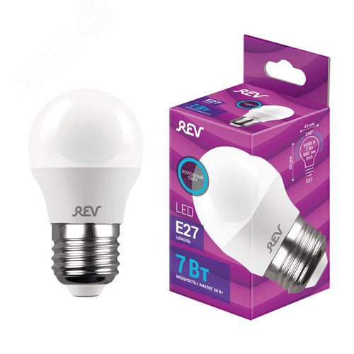 Лампа светодиодная, шар, G45, 7Вт, E27, 6500K, 560Лм, 230В - фото 2