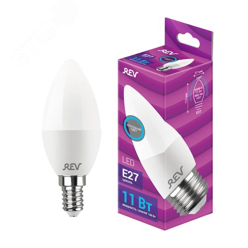 Лампа светодиодная, свеча, C37, 11Вт, E27, 6500K, 880Лм, 230В - фото 2