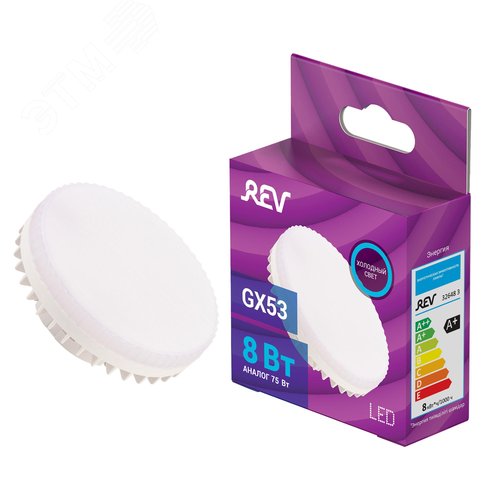Лампа светодиодная таблетка GX53 8Вт 6500К 640Лм 230В 32648 3 REV - фото 2
