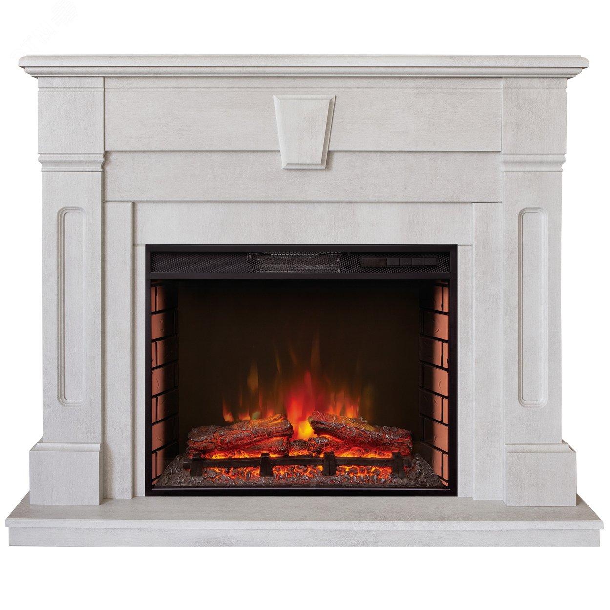 Изображение товара Каминокомплект напольный дистанционное управление 1500 Вт белый камень