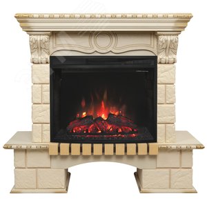 Изображение товара Каминокомплект напольный дистанционное управление 1060/1205/450, 1500 Вт цвет дуб белый с золотой патиной (Комплект)