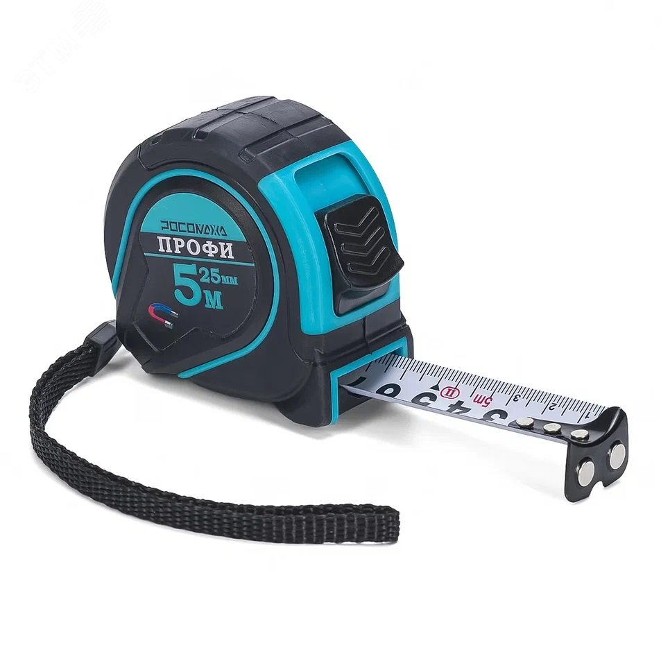 Изображение товара Рулетка ПРОФИ 5,0 м 25 мм с магнитом обрезиненный корпус